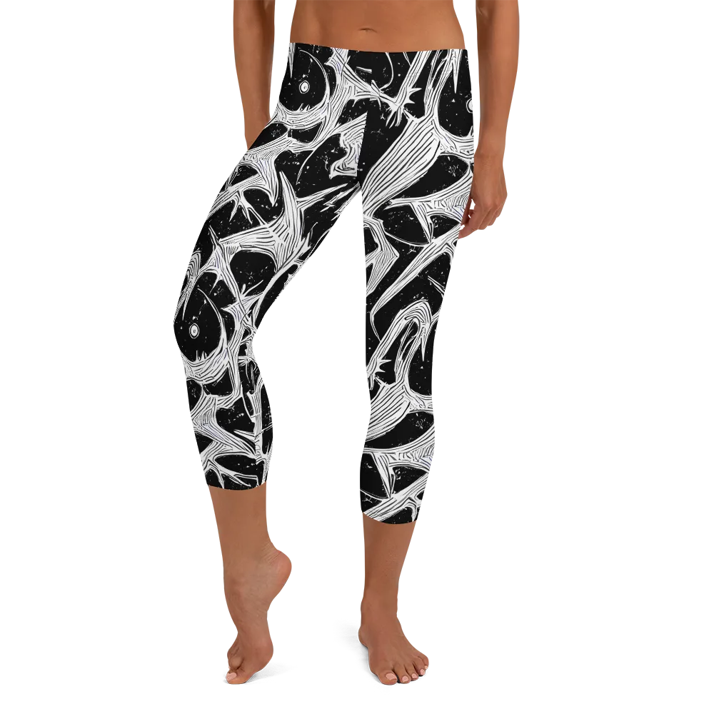 Inkwood Veins on Capri Leggings — Front