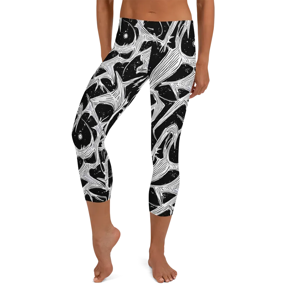 Inkwood Veins on Capri Leggings — Front