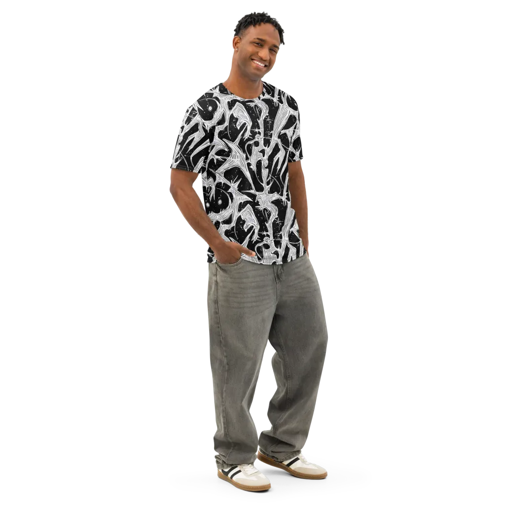 Inkwood Veins on Men's Cotton Crew Neck T-Shirt — Right Front