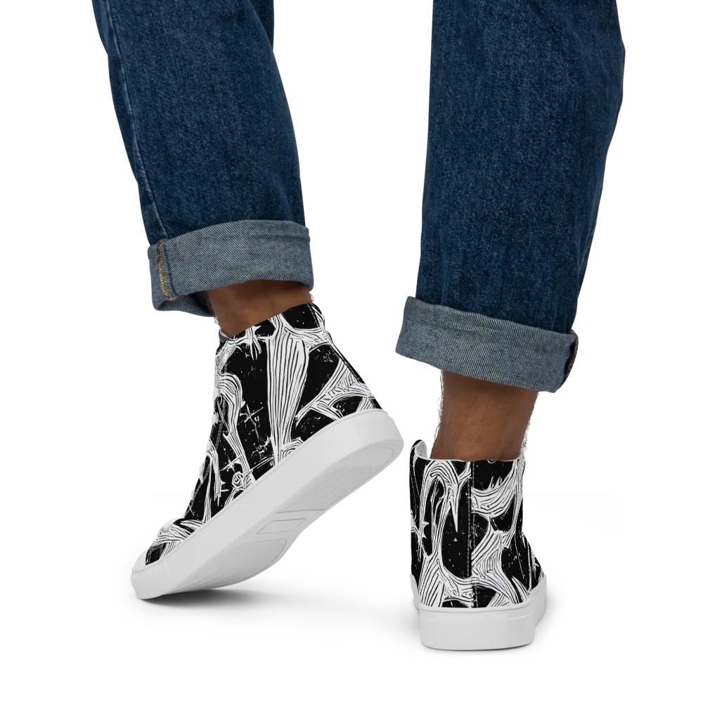 Inkwood Veins on Men's High Top Canvas Shoes — Back