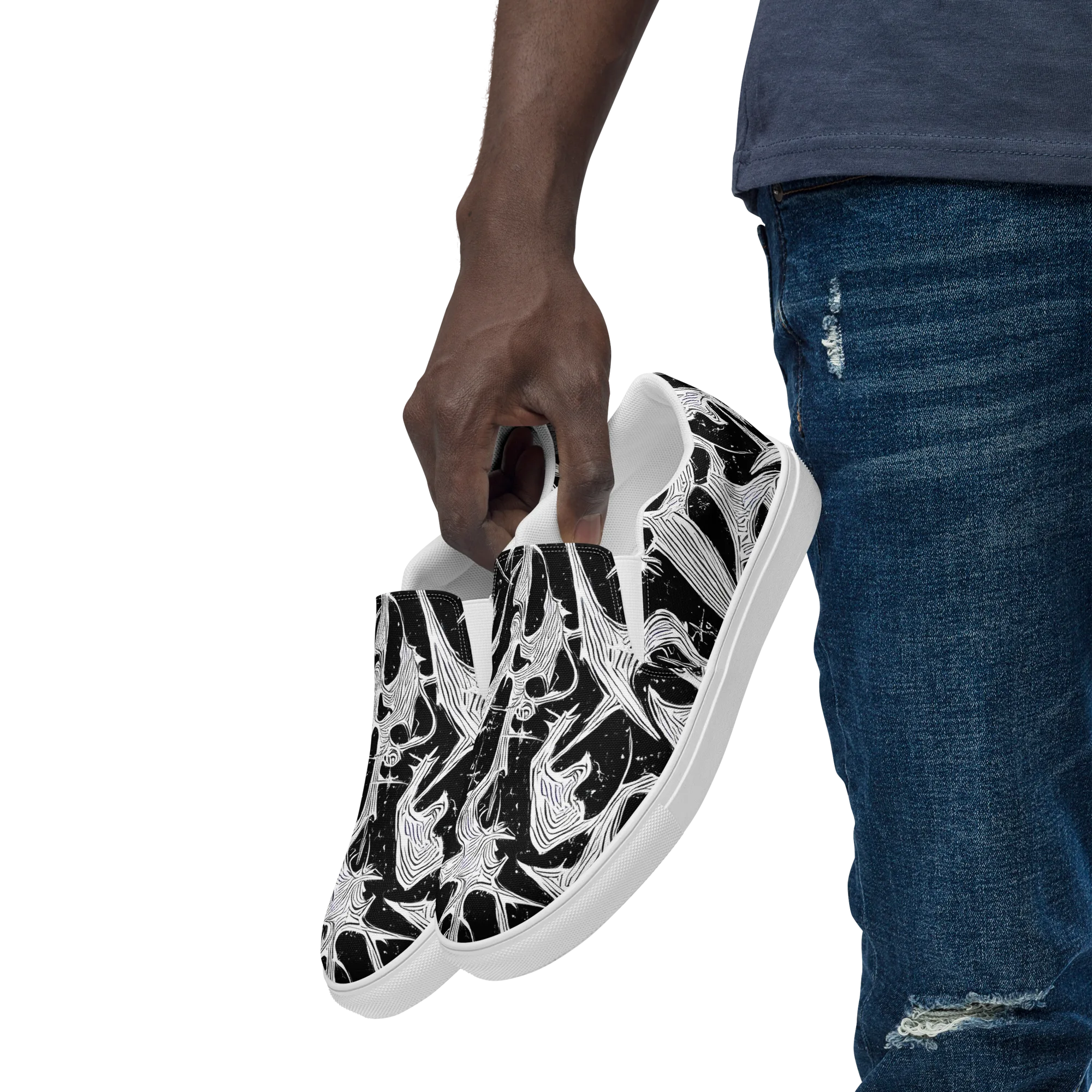 Inkwood Veins on Men's Slip-On Canvas Shoes — Left Front