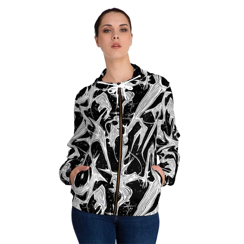 Inkwood Veins on Women's Full-Zip Hoodie — Front On Person