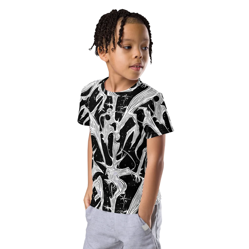 Inkwood Veins on Kids Crew Neck T-Shirt — Left Front
