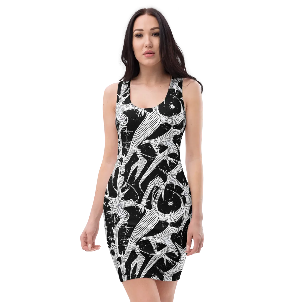 Inkwood Veins on Bodycon Dress — Front