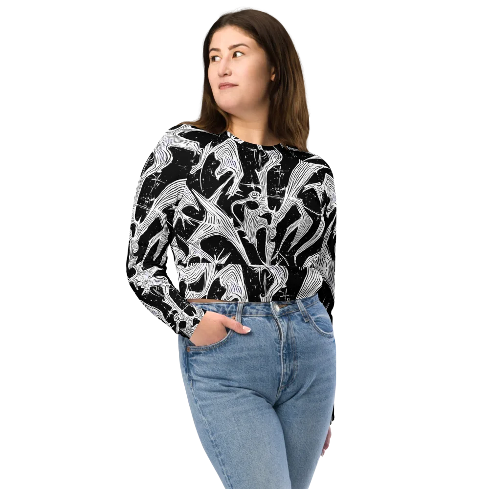 Inkwood Veins on Long Sleeve Crop Top — Front