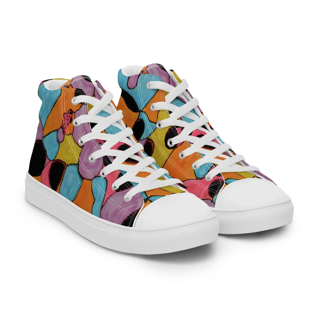 Pop Prism on Men's High Top Canvas Shoes — Right Front