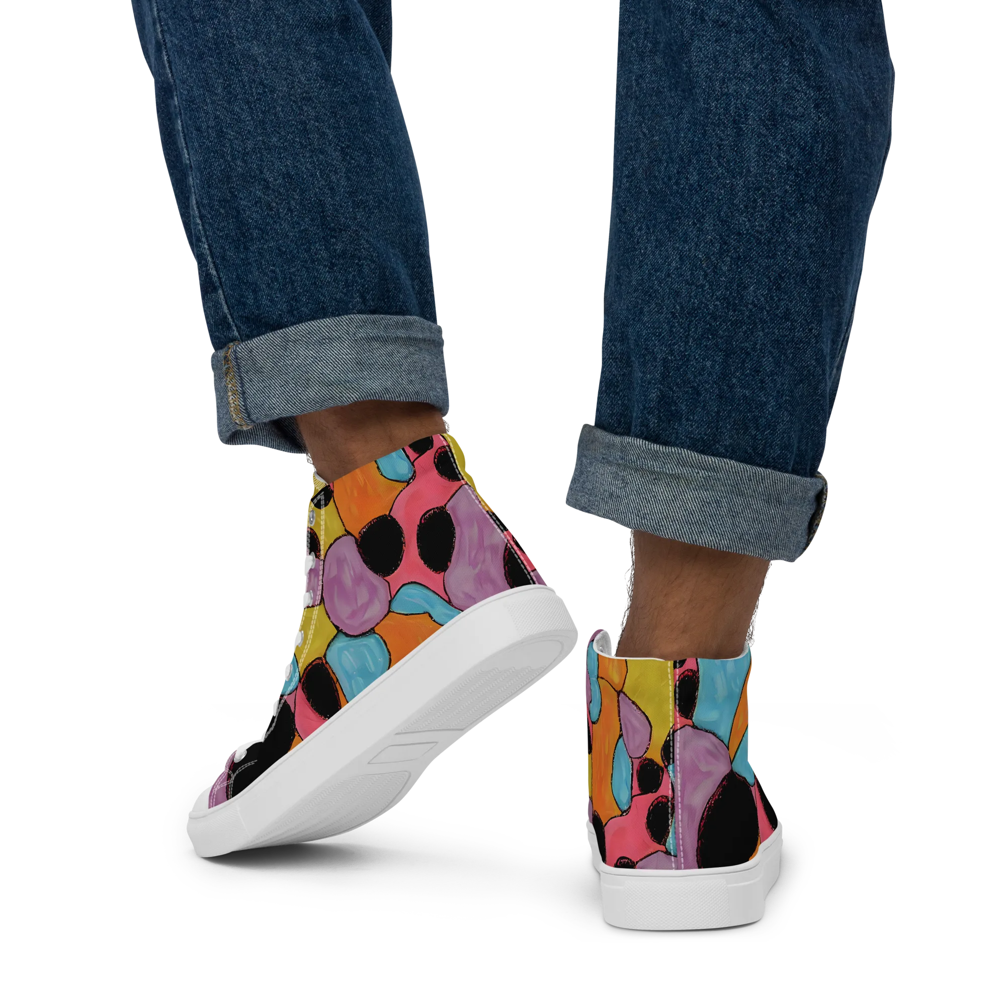 Pop Prism on Men's High Top Canvas Shoes — Back