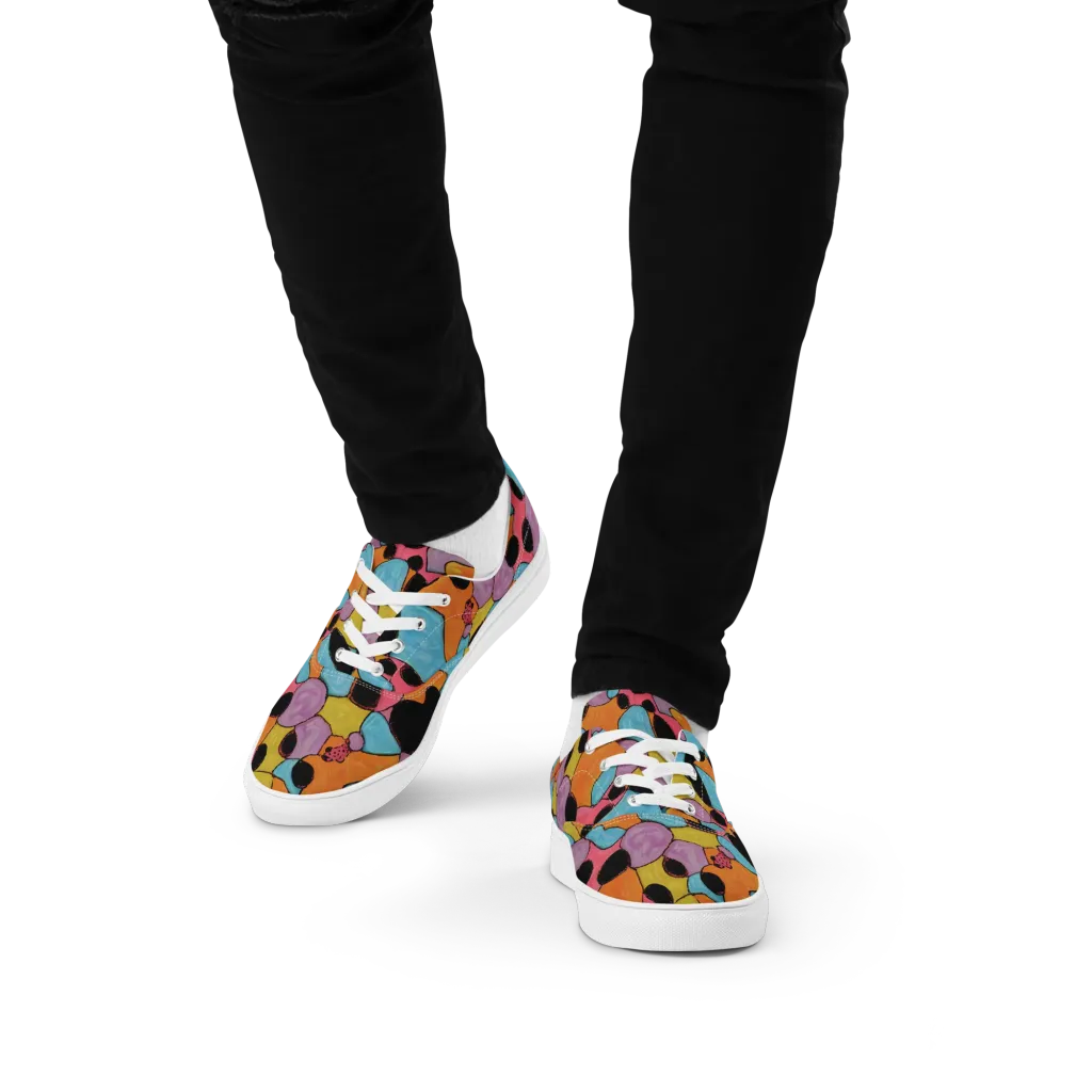 Pop Prism on Men's Lace-Up Canvas Shoes — Front