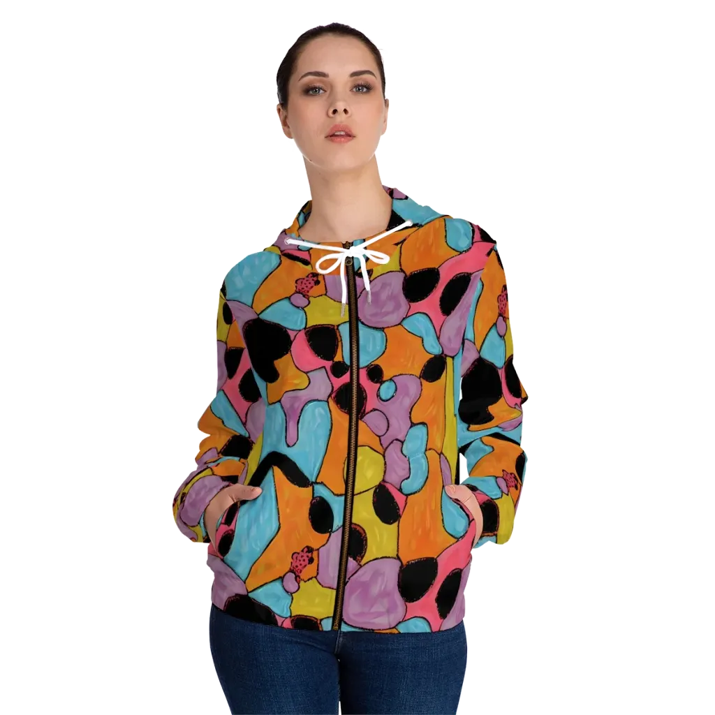 Pop Prism on Women's Full-Zip Hoodie — Front On Person