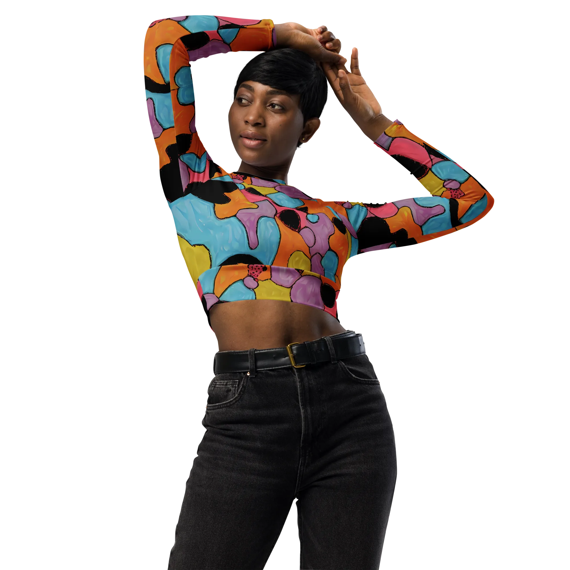 Pop Prism on Long Sleeve Crop Top — Front