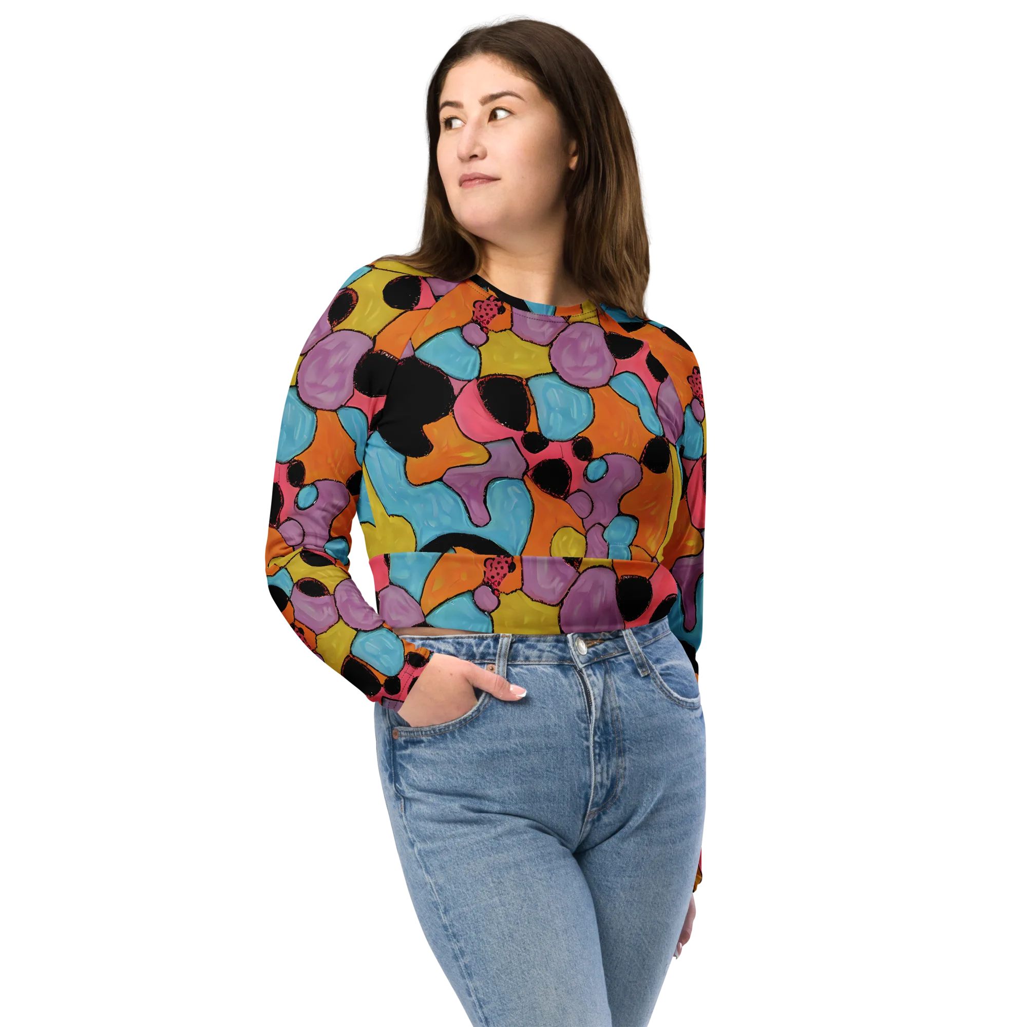 Pop Prism on Long Sleeve Crop Top — Front