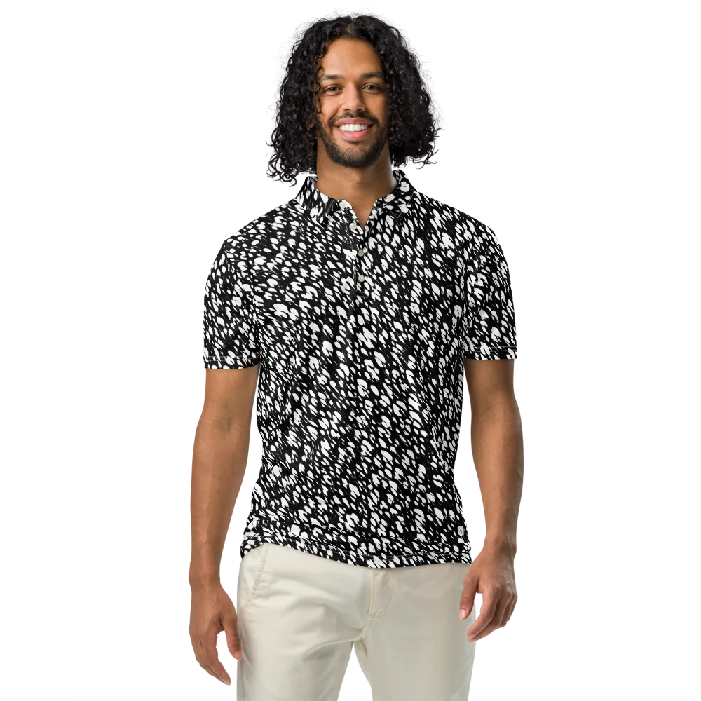 Noir Static on Men's Slim Fit Polo Shirt — Front