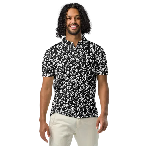 Noir Static on a Men's Slim Fit Polo Shirt