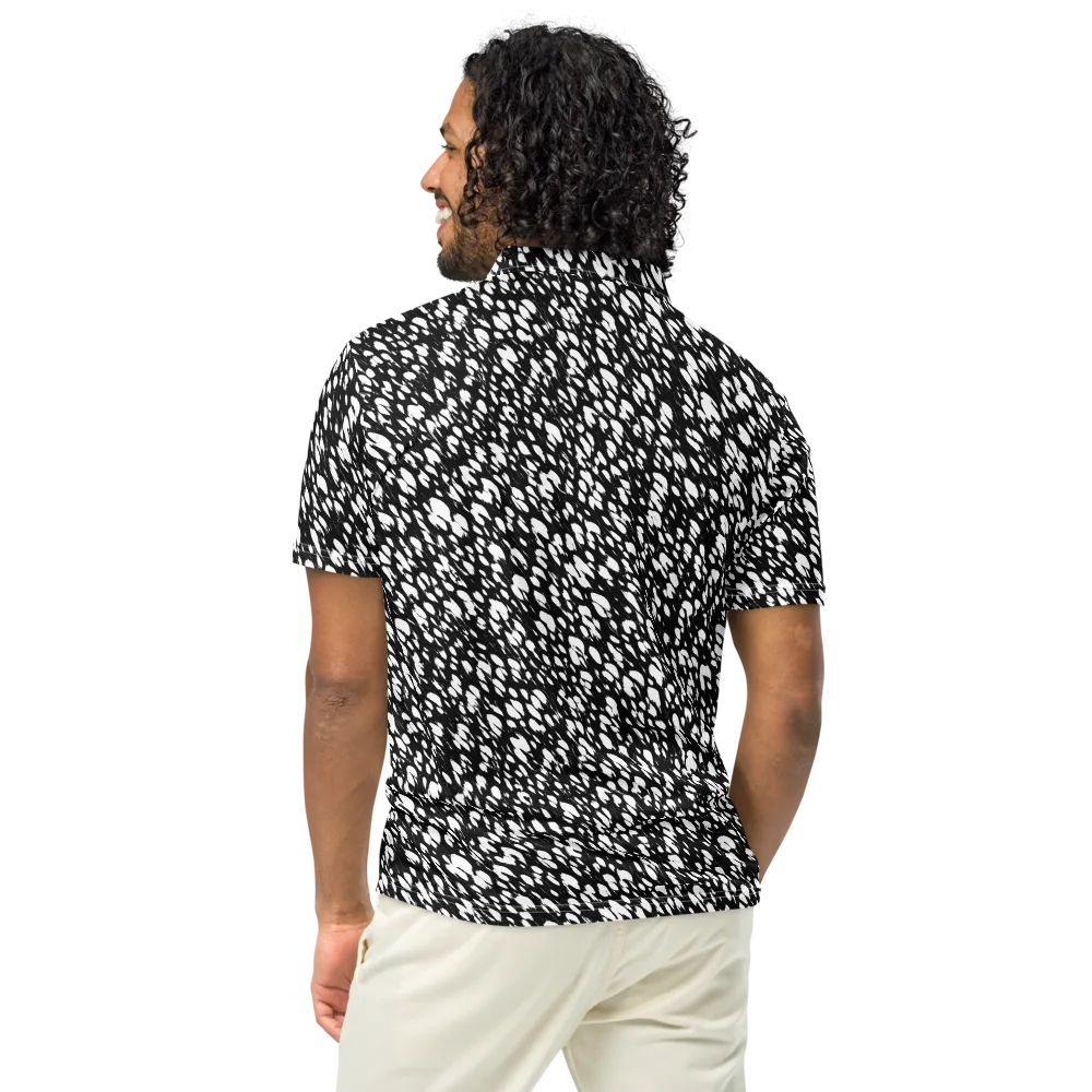 Noir Static on Men's Slim Fit Polo Shirt — Back