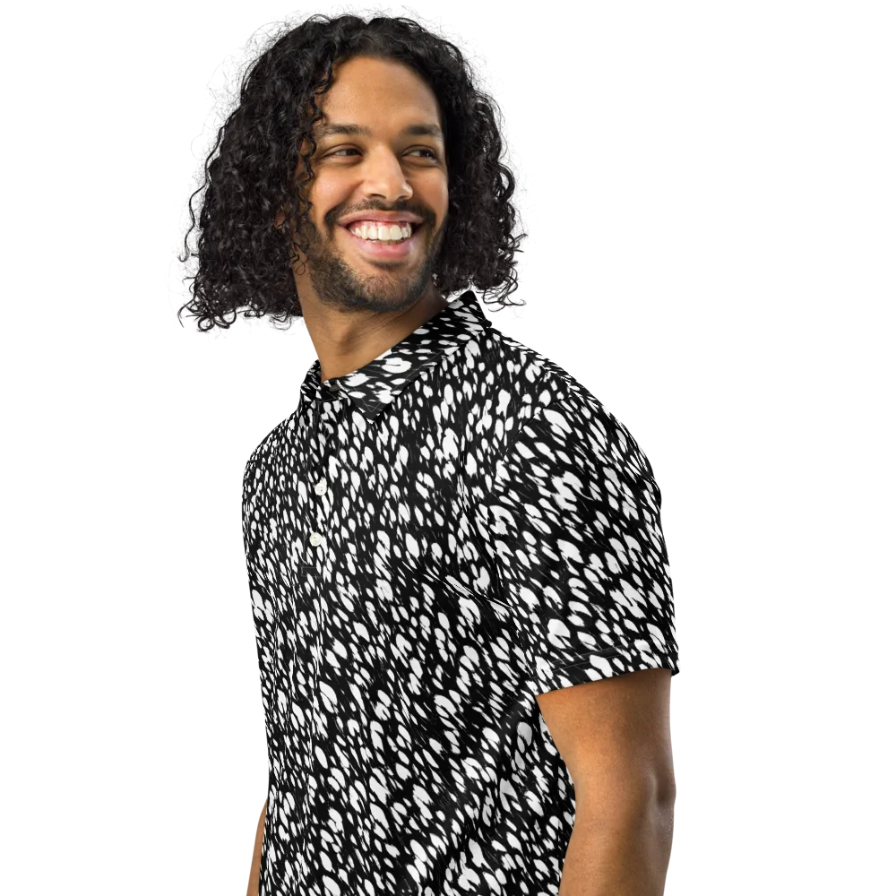 Noir Static on Men's Slim Fit Polo Shirt — Left Front