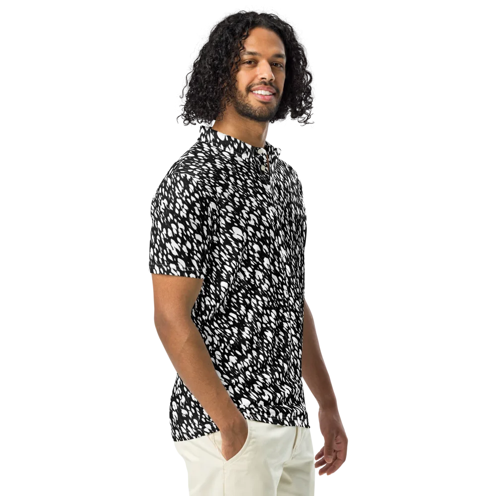Noir Static on Men's Slim Fit Polo Shirt — Right Front