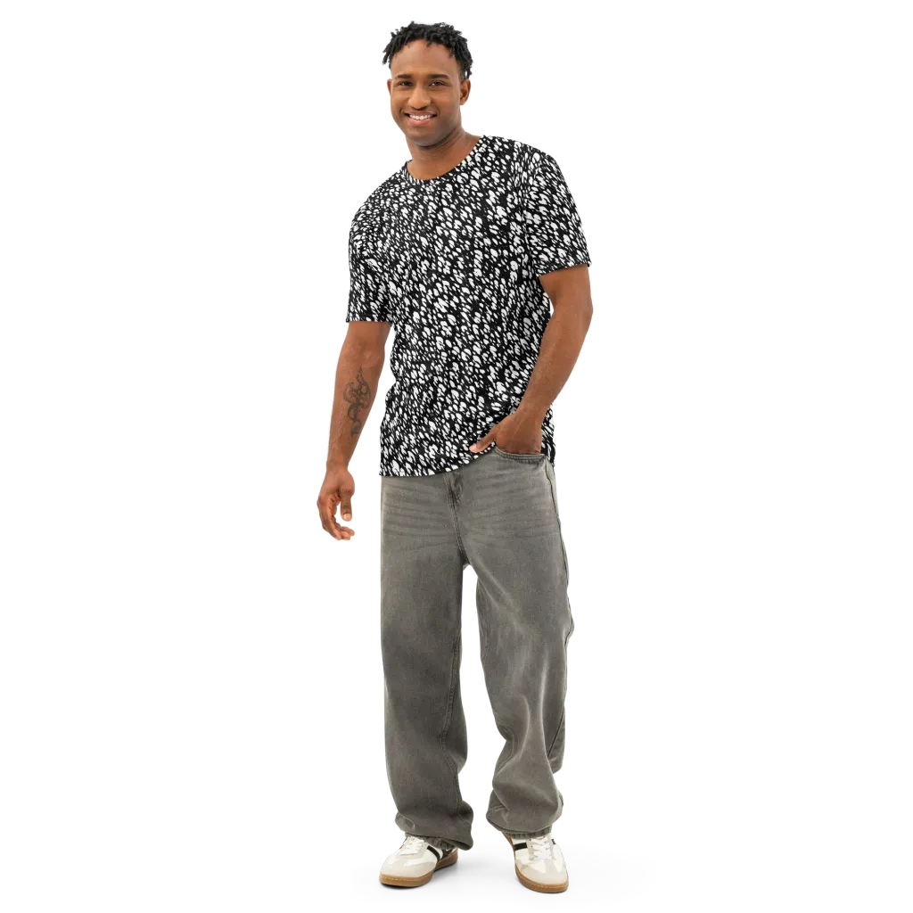 Noir Static on Men's Cotton Crew Neck T-Shirt — Front