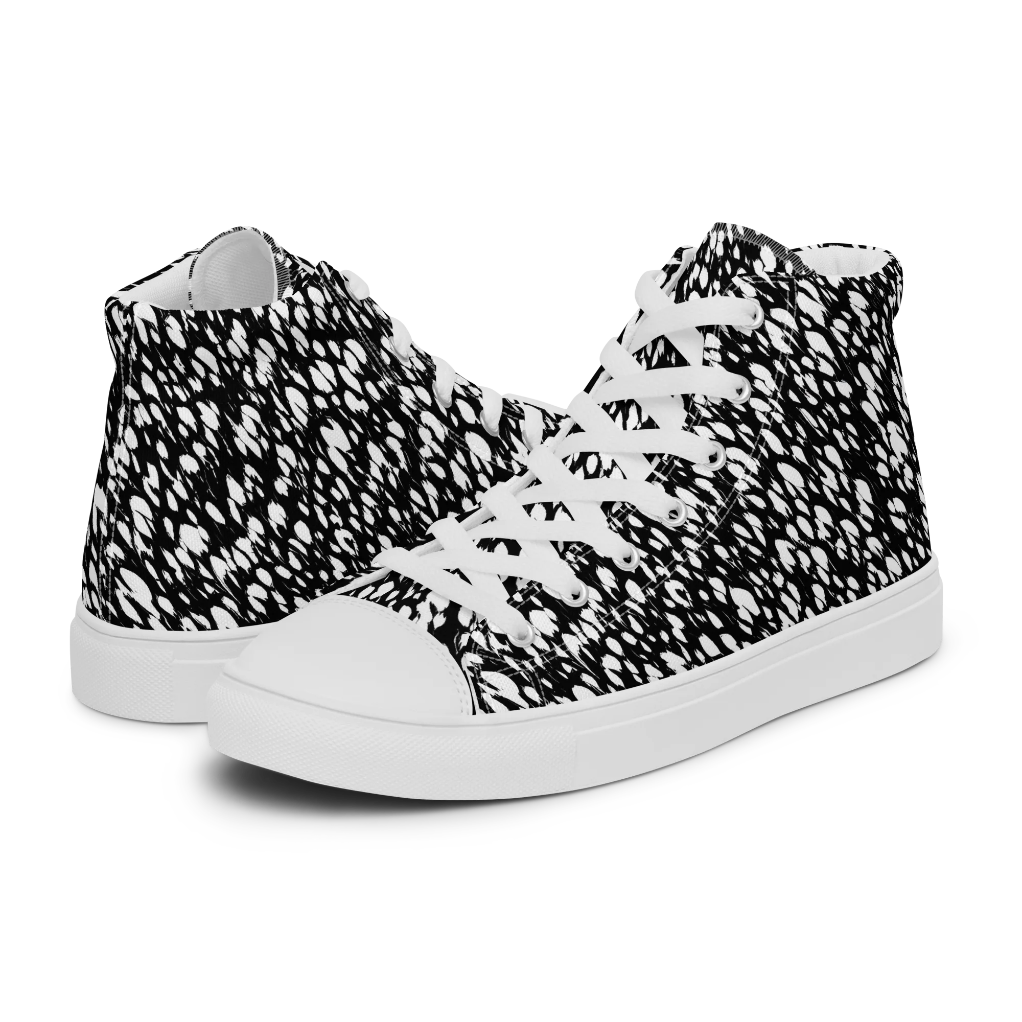 Noir Static on Men's High Top Canvas Shoes — Left