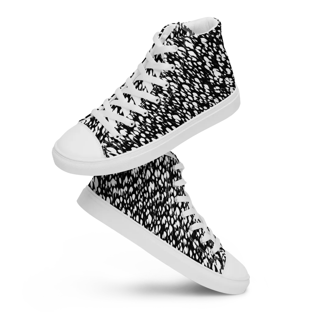 Noir Static on Men's High Top Canvas Shoes — Front