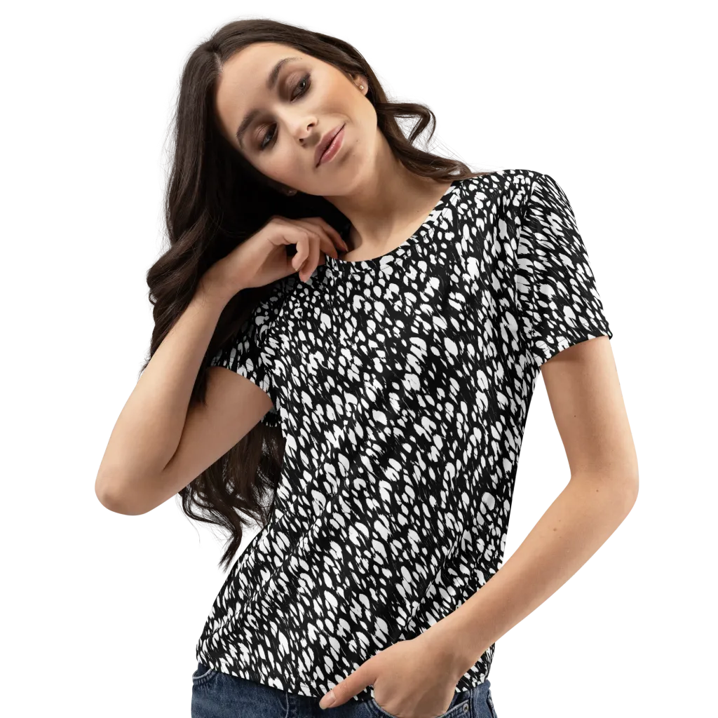 Noir Static on Women's Crew Neck T-Shirt — Left Front