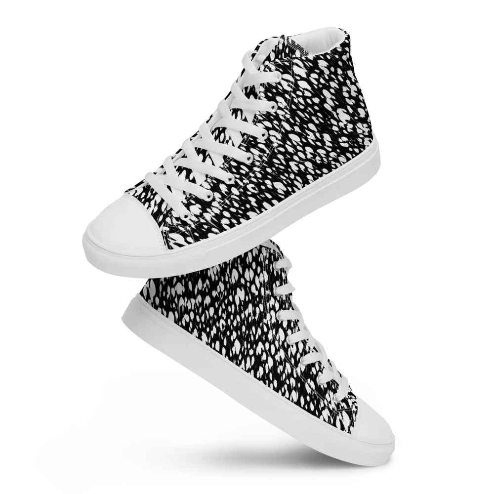 Noir Static on Women's High Top Canvas Shoes — Front