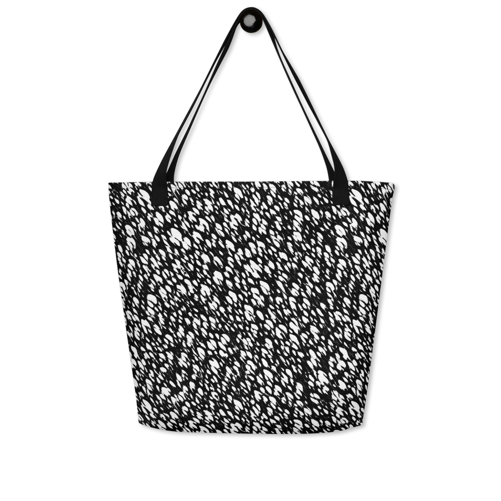 Noir Static on Large Tote Bag W/ Pocket — Front