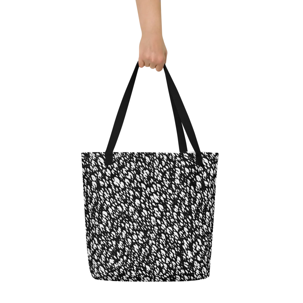 Noir Static on Large Tote Bag W/ Pocket — Front