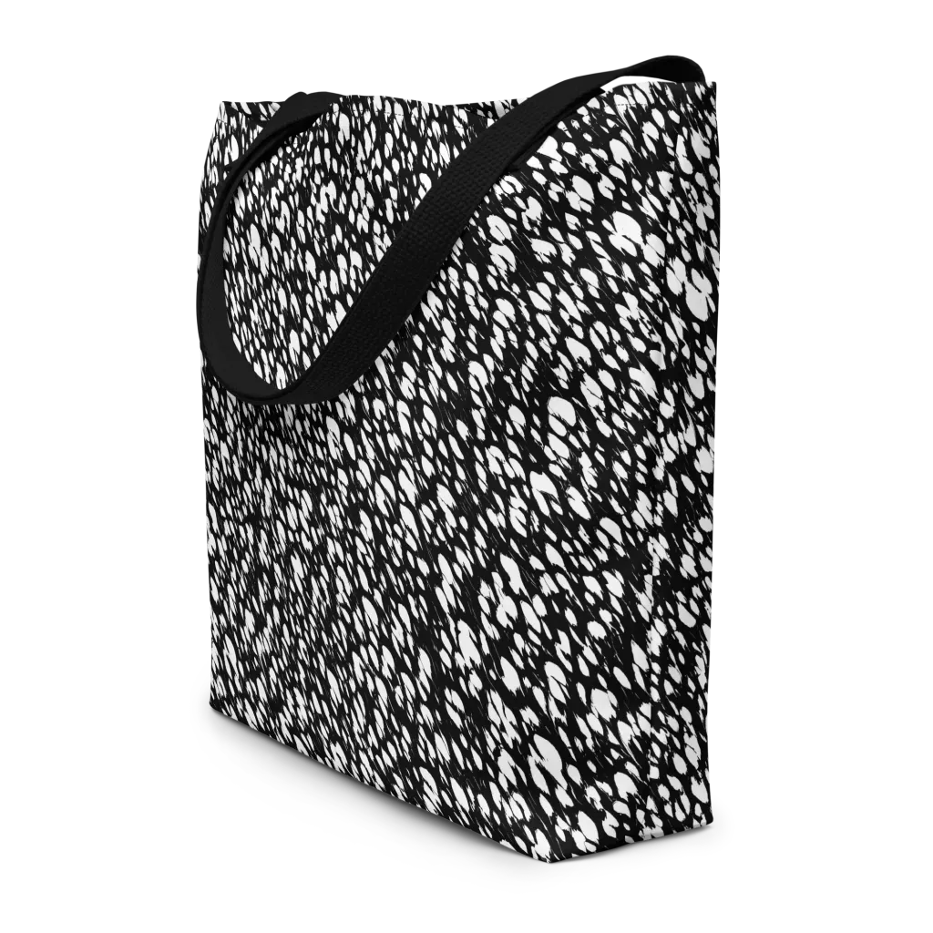 Noir Static on Large Tote Bag W/ Pocket — Front