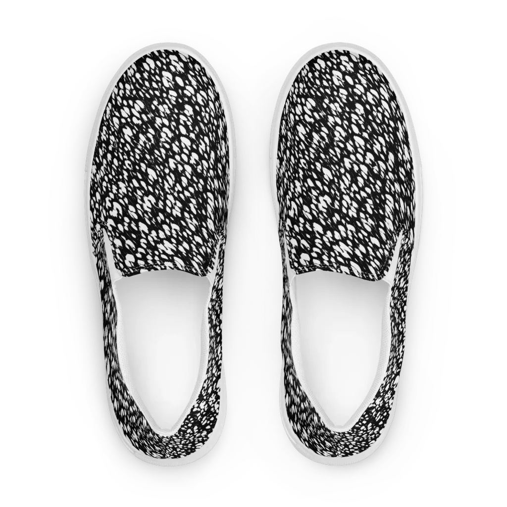 Noir Static on Women's Slip-On Canvas Shoes — Front