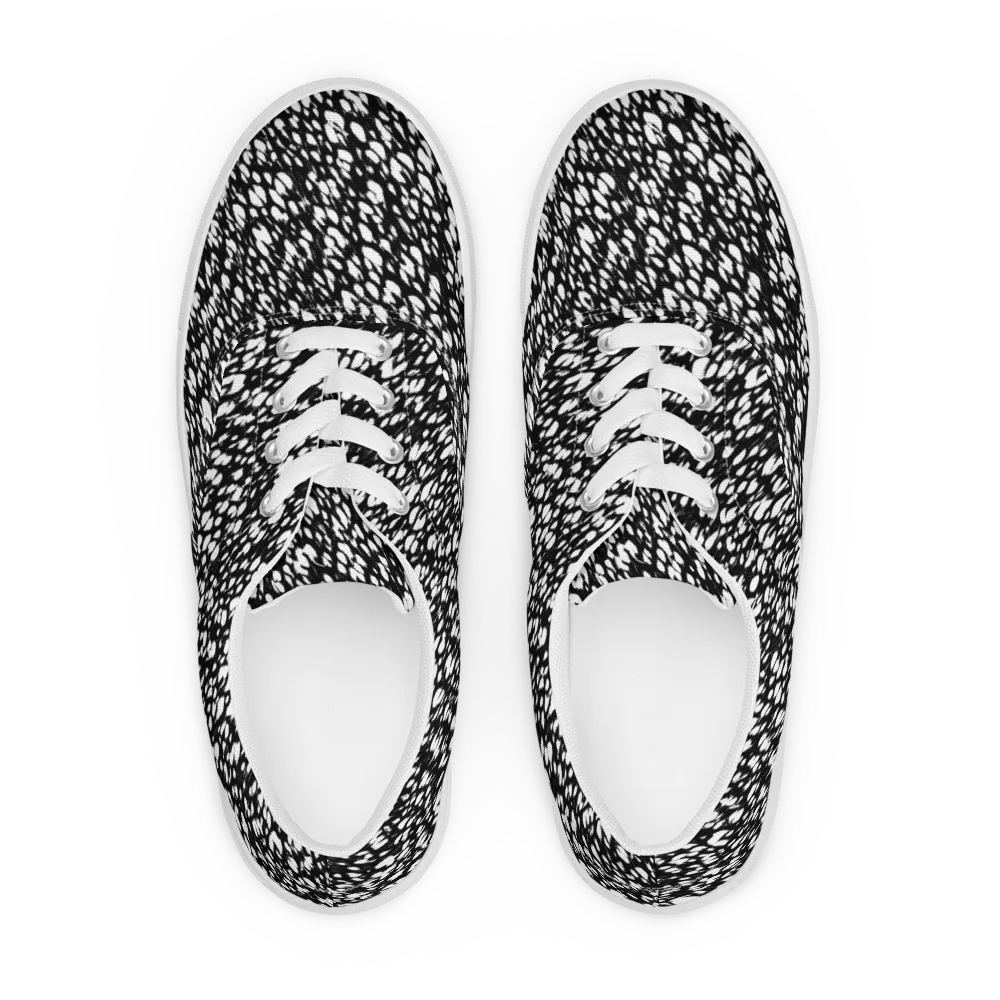 Noir Static on Men's Lace-Up Canvas Shoes — Front