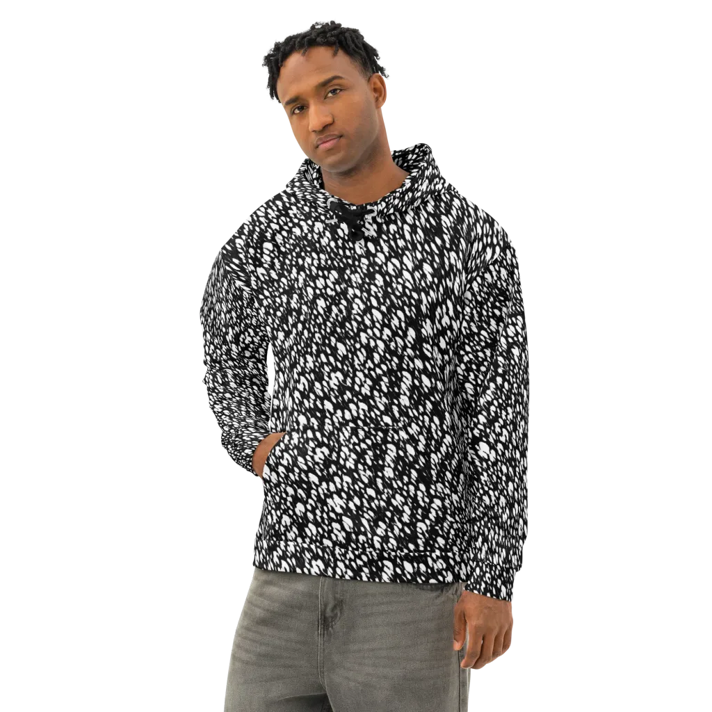 Noir Static on Cotton Hoodie — Left Front