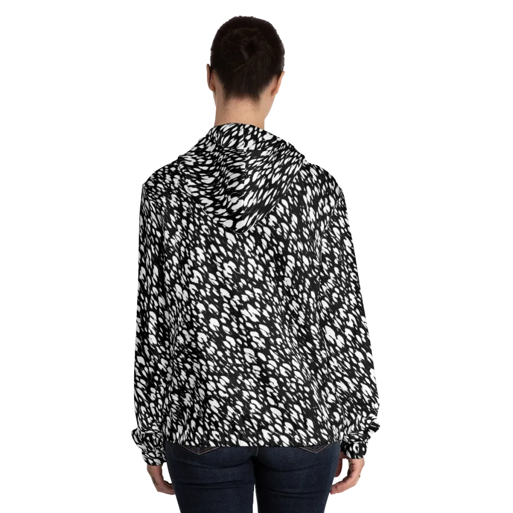 Noir Static on Women's Full-Zip Hoodie — Back On Person