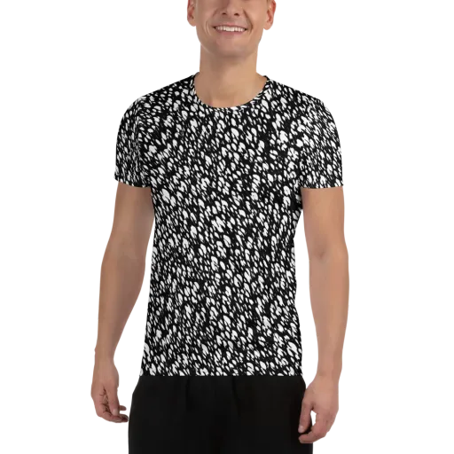 Noir Static on a Men's Athletic T-Shirt