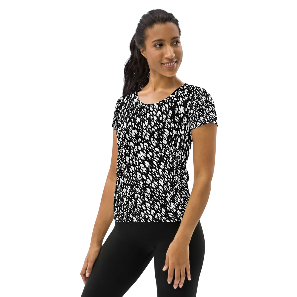 Noir Static on Women's Athletic T-Shirt — Left