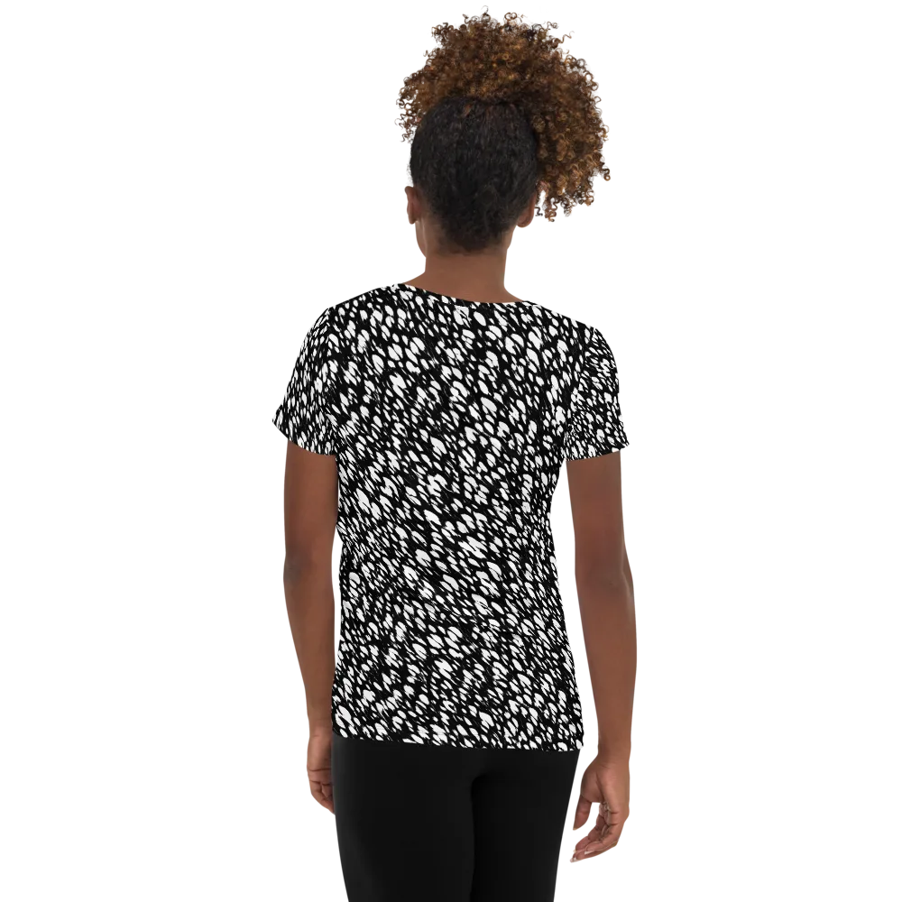 Noir Static on Women's Athletic T-Shirt — Back