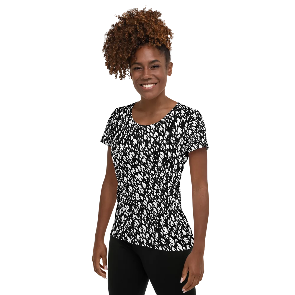 Noir Static on Women's Athletic T-Shirt — Left