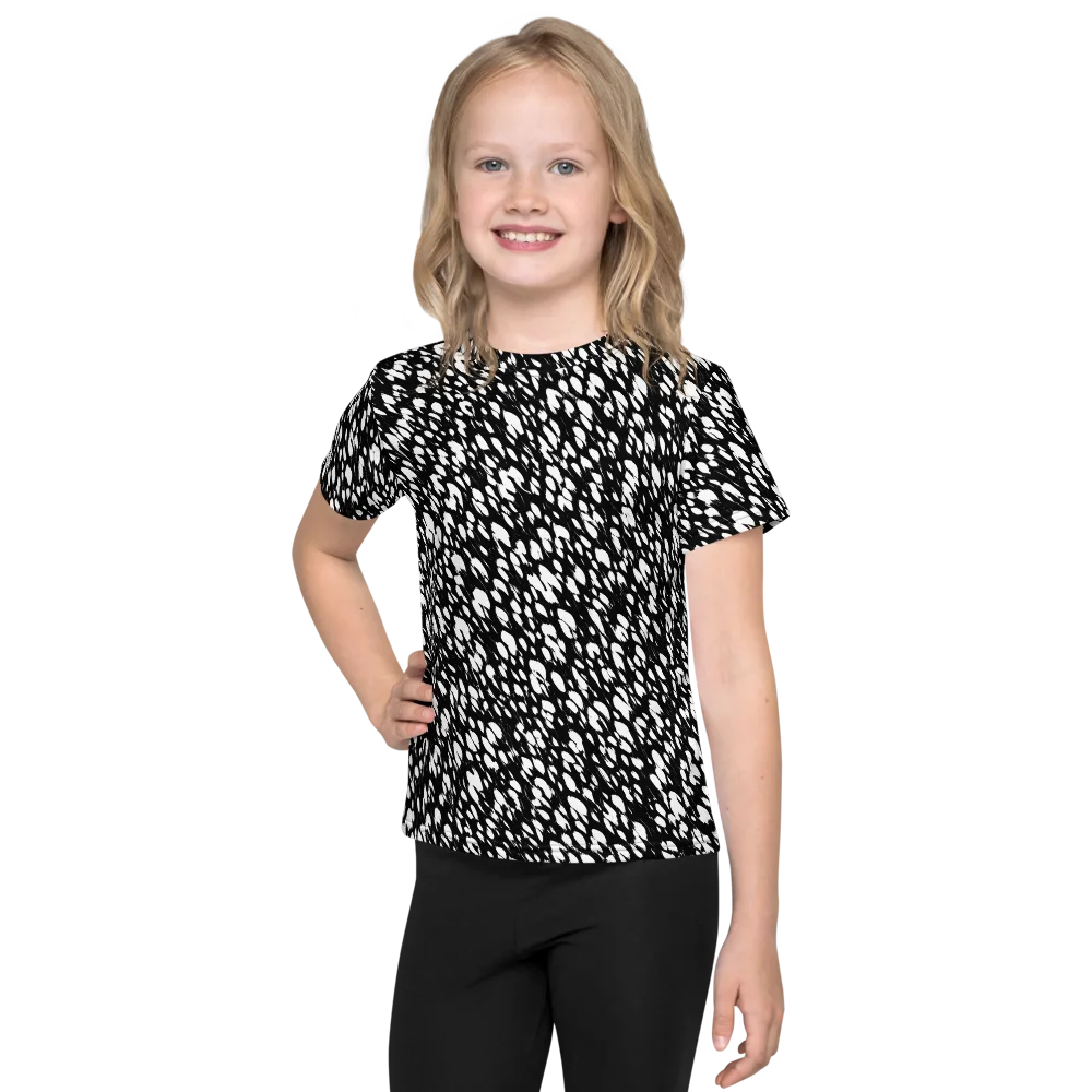 Noir Static on Kids Crew Neck T-Shirt — Front
