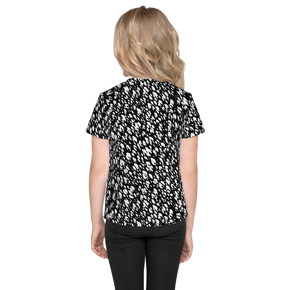 Noir Static on Kids Crew Neck T-Shirt — Back
