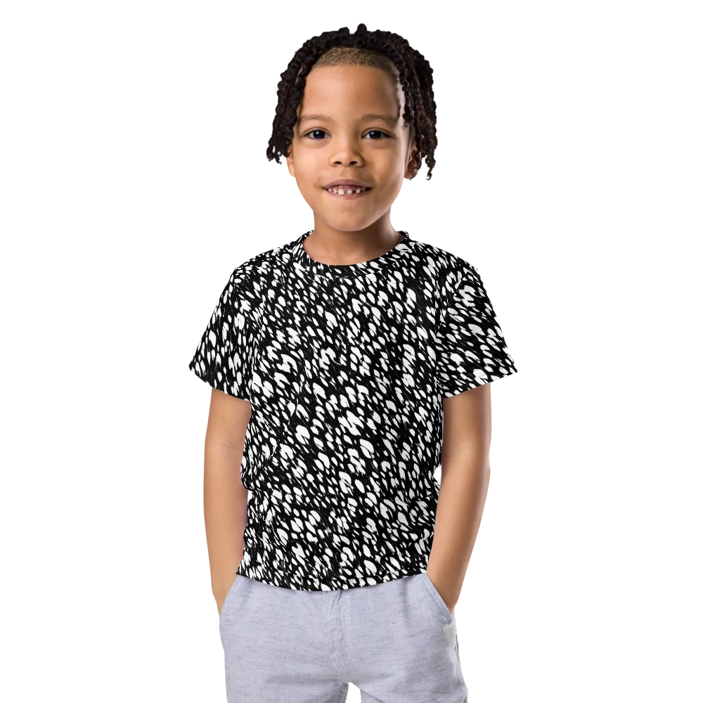 Noir Static on Kids Crew Neck T-Shirt — Front
