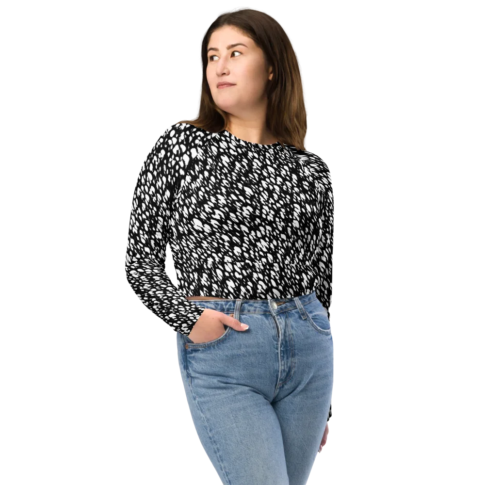 Noir Static on Long Sleeve Crop Top — Front