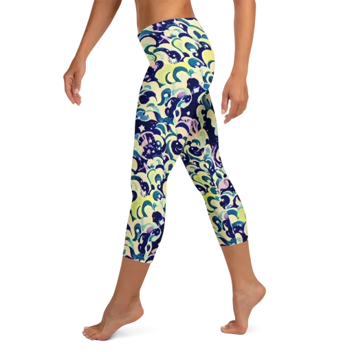 Neon Petal Storm on a Capri Leggings