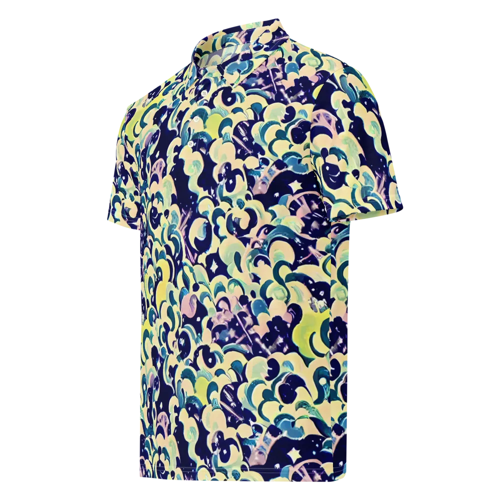 Neon Petal Storm on Men's Slim Fit Polo Shirt — Left Front