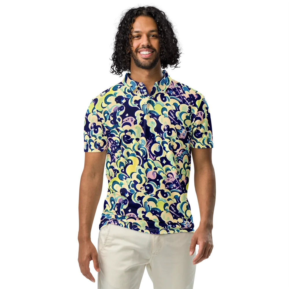 Neon Petal Storm on Men's Slim Fit Polo Shirt — Front