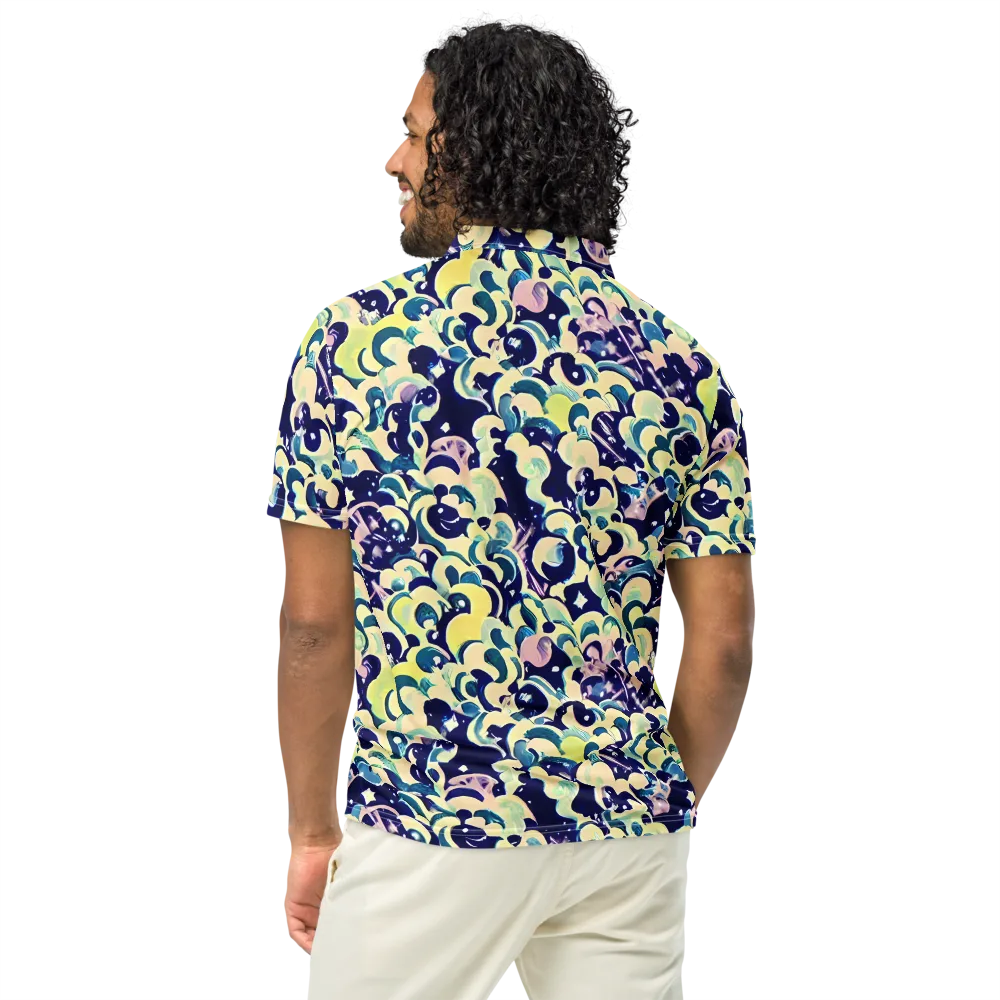 Neon Petal Storm on Men's Slim Fit Polo Shirt — Back