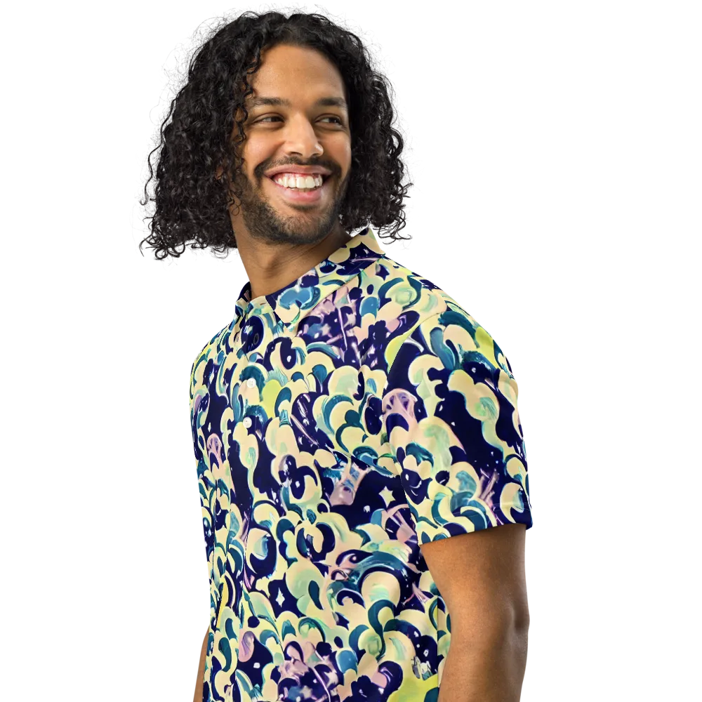 Neon Petal Storm on Men's Slim Fit Polo Shirt — Left Front