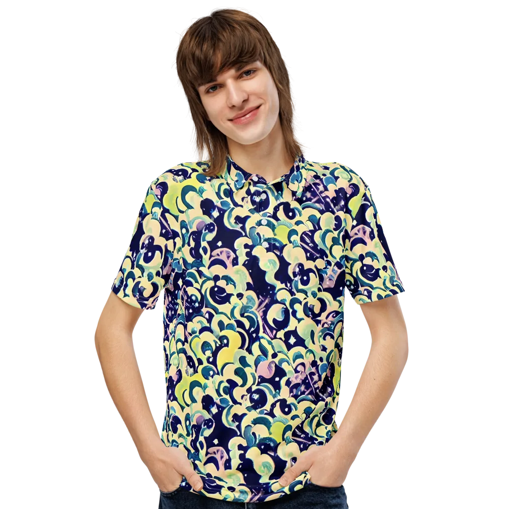 Neon Petal Storm on Men's Slim Fit Polo Shirt — Front