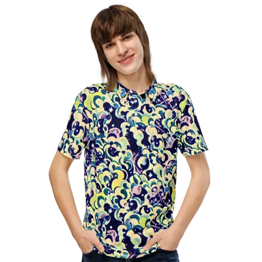 Neon Petal Storm on a Men's Slim Fit Polo Shirt