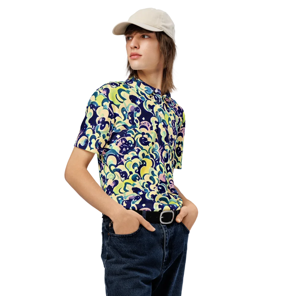 Neon Petal Storm on Men's Slim Fit Polo Shirt — Right Front