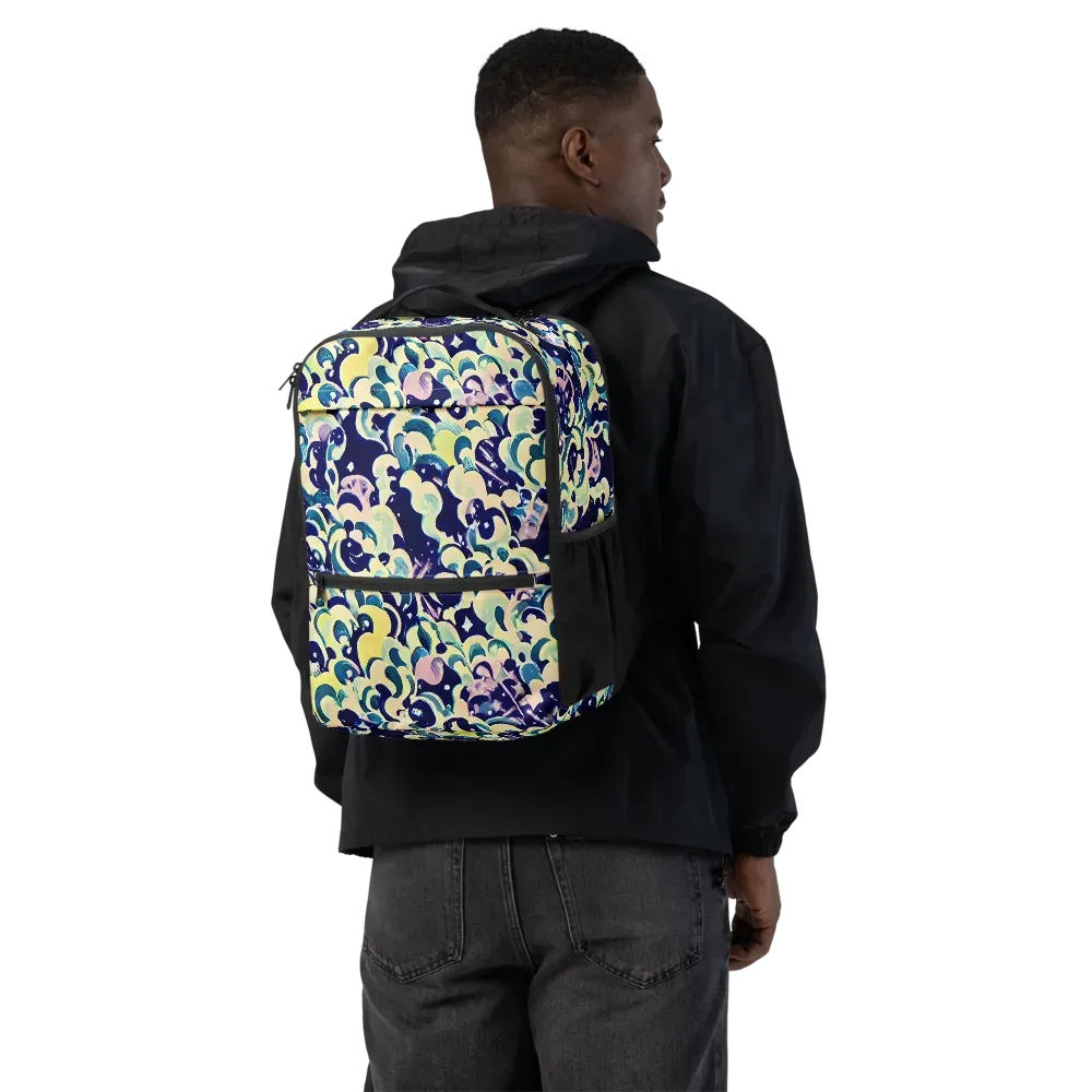 Neon Petal Storm on Utility Backpack — Back