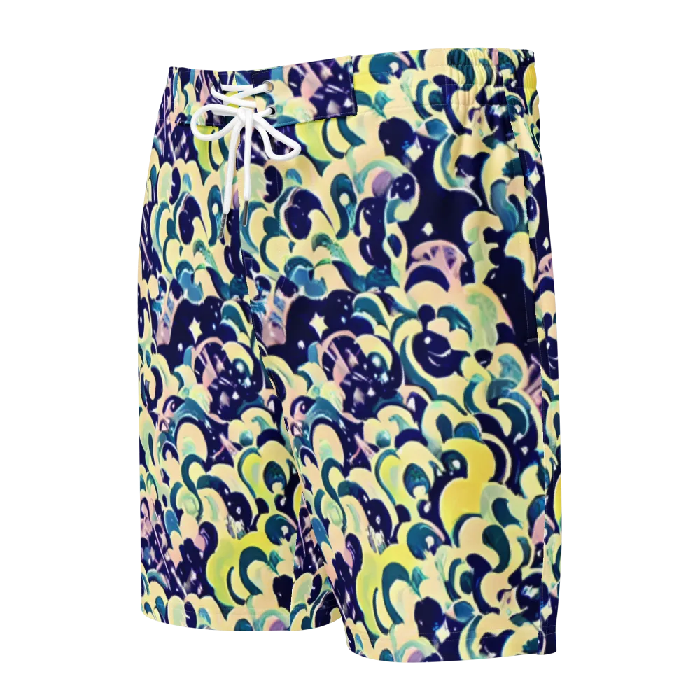 Neon Petal Storm on Men's Board Shorts — Front
